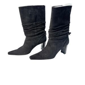 VTG 2004 Stuart Weitzman womens Apron black suede boots. Size 6.5M, no wear
